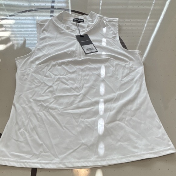 Bad Birdie Tops - Bad Birdie Blade SL Brilliant White Sleeveless Women's Golf Polo Shirt L 1/4 Zip